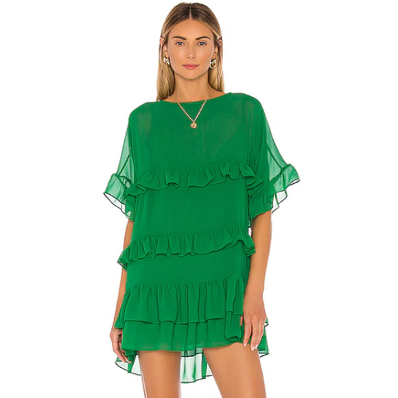 Lovers + Friends Sheer Mini Dress in Viridian Green NWT Size Small - Picture 1 of 3